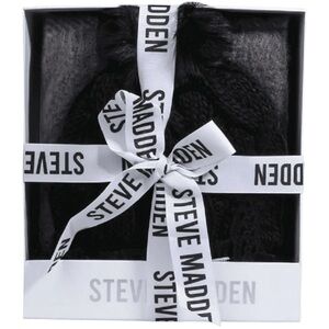 🐰🪷 NWT Steve Madden Knit Cuff Beanie Hat & Scarf Set Black/Grey
